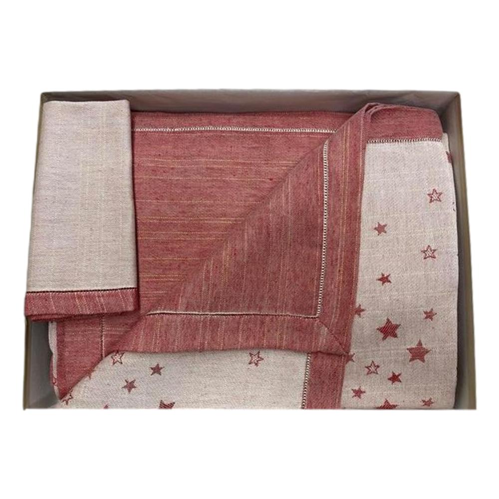 Manifatture tessili prete tovaglia stelline rosso