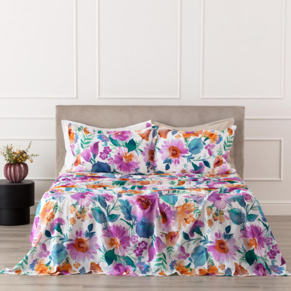 Riviera completo lenzuolo matrimoniale orchidea